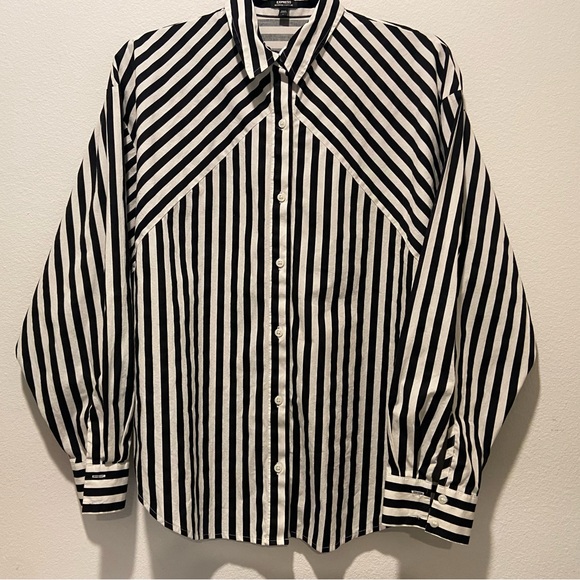 EXPRESS Striped Boyfriend Portofino Shirt Size S - Picture 2 of 8